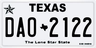 TX license plate DAO2122