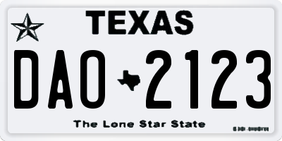 TX license plate DAO2123