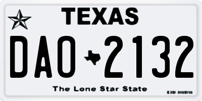 TX license plate DAO2132