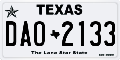 TX license plate DAO2133