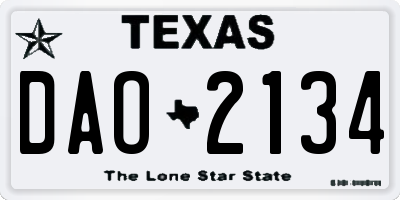 TX license plate DAO2134