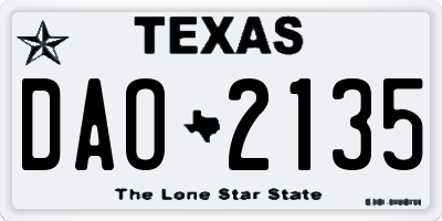 TX license plate DAO2135