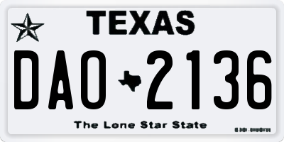 TX license plate DAO2136