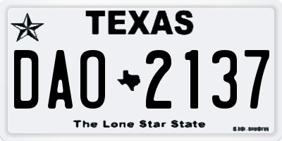 TX license plate DAO2137