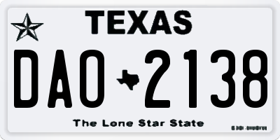 TX license plate DAO2138