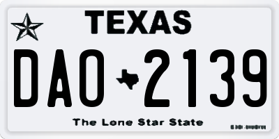 TX license plate DAO2139