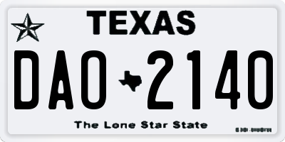 TX license plate DAO2140