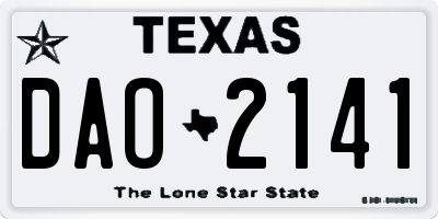 TX license plate DAO2141