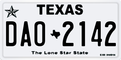 TX license plate DAO2142