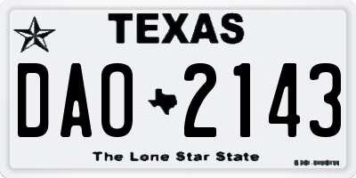 TX license plate DAO2143