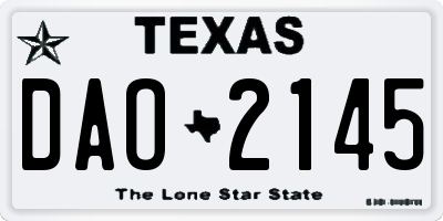 TX license plate DAO2145