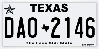 TX license plate DAO2146