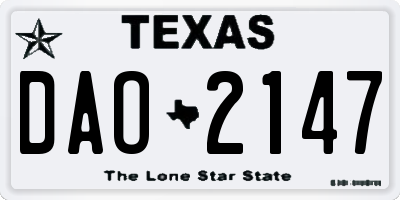 TX license plate DAO2147