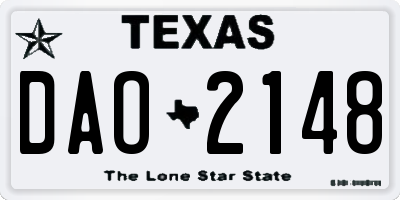 TX license plate DAO2148