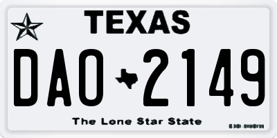 TX license plate DAO2149