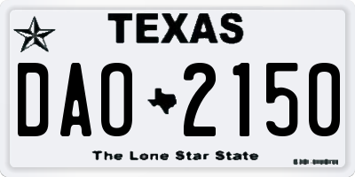 TX license plate DAO2150
