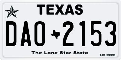 TX license plate DAO2153
