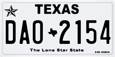 TX license plate DAO2154
