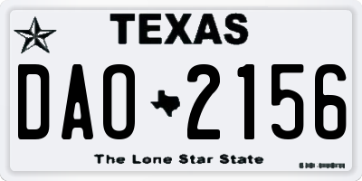 TX license plate DAO2156