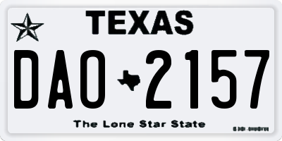 TX license plate DAO2157
