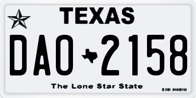 TX license plate DAO2158