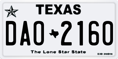 TX license plate DAO2160