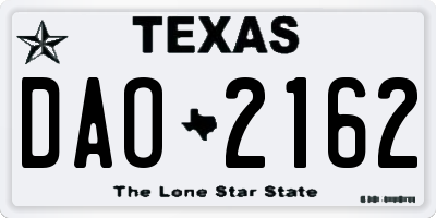 TX license plate DAO2162
