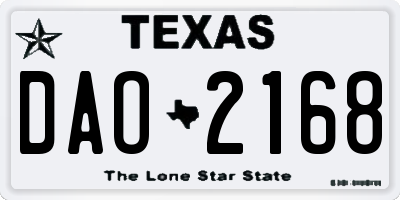 TX license plate DAO2168
