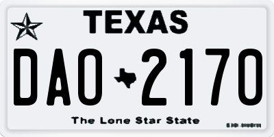TX license plate DAO2170