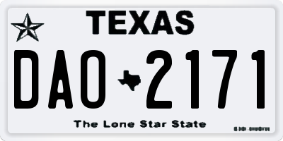 TX license plate DAO2171