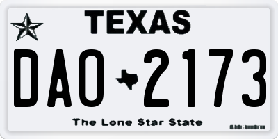 TX license plate DAO2173