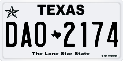 TX license plate DAO2174
