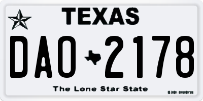 TX license plate DAO2178