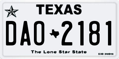 TX license plate DAO2181