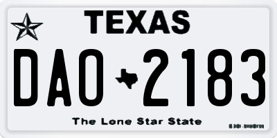 TX license plate DAO2183