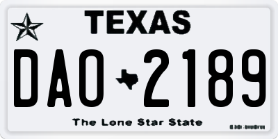 TX license plate DAO2189