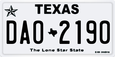 TX license plate DAO2190