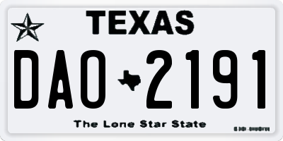 TX license plate DAO2191