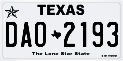 TX license plate DAO2193