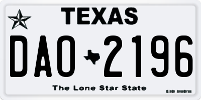 TX license plate DAO2196