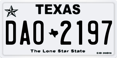 TX license plate DAO2197