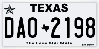 TX license plate DAO2198