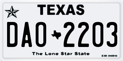 TX license plate DAO2203