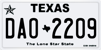 TX license plate DAO2209
