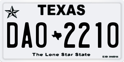 TX license plate DAO2210