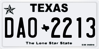 TX license plate DAO2213
