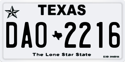 TX license plate DAO2216