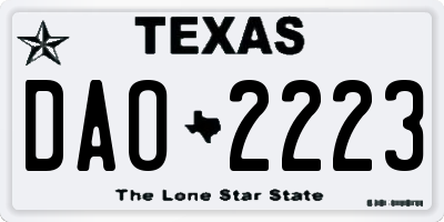 TX license plate DAO2223