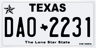 TX license plate DAO2231