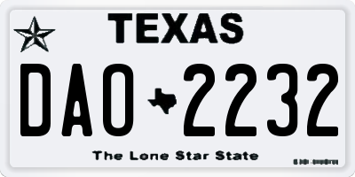 TX license plate DAO2232